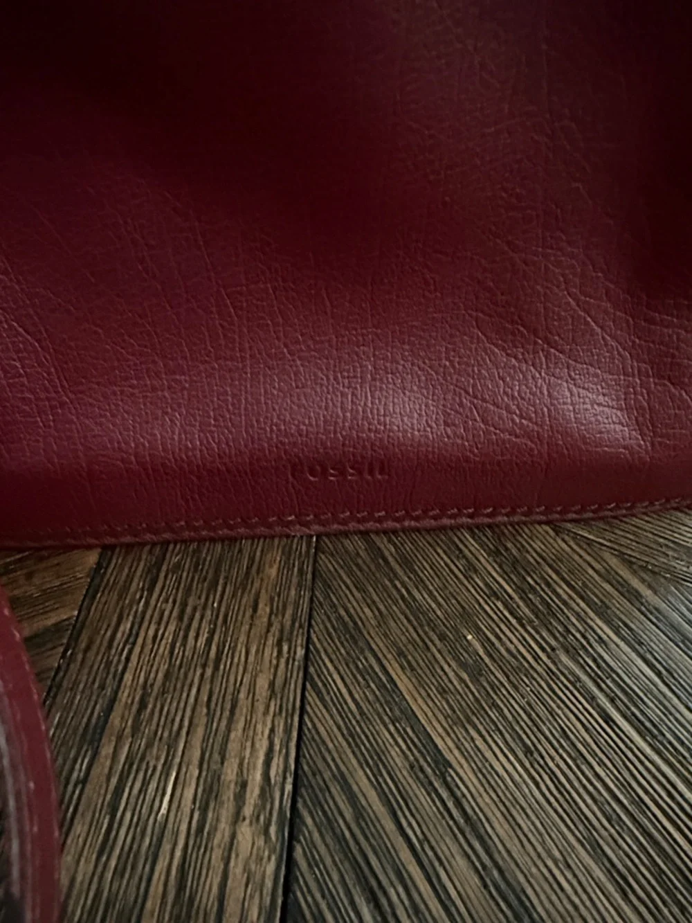 Fossil Campbell Dark Red Leather Suede Crossbody Bag Adjustable Strap - Picture 6 of 11